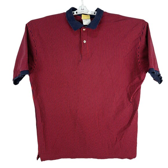 Duck Head Mens Red & Blue Striped Polo Shirt Size Large - Picture 1 of 4